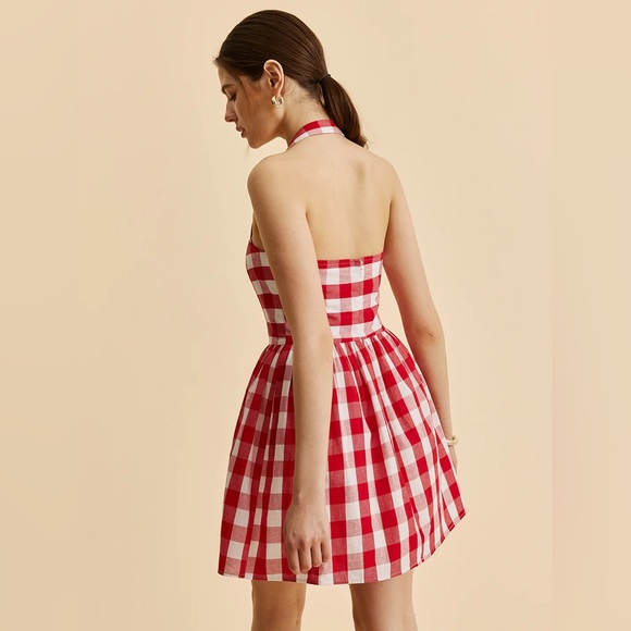 Plaid Halter Flare Dress - Picture 2 of 3